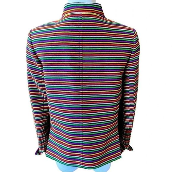 TALBOTS BLAZER COLORFUL YELLOW PURPLE ORANGE RAINBOW STRIPED JACKET. SIZE 6 - Picture 4 of 11